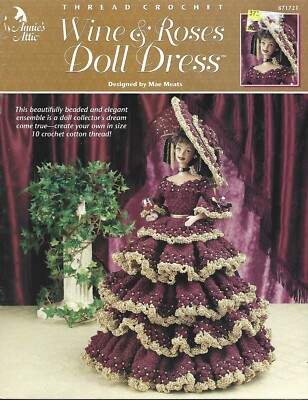 Wine & Roses Doll Dress (barbie) - Crochet instruction booklet