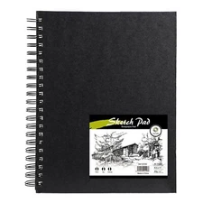 8.5"x11" Hardbound Sketch Book Double-Sided Hardcover Sketchbook Spiral Sketc...