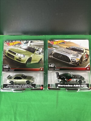 Hot Wheels 1:43 Scale 2024 Nissan Skyline GT-R BNR 34 & Mercedes AMG GT3