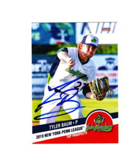 Tyler Baum signed autograph 2019 NY Penn League Prospect card Vermont UNC