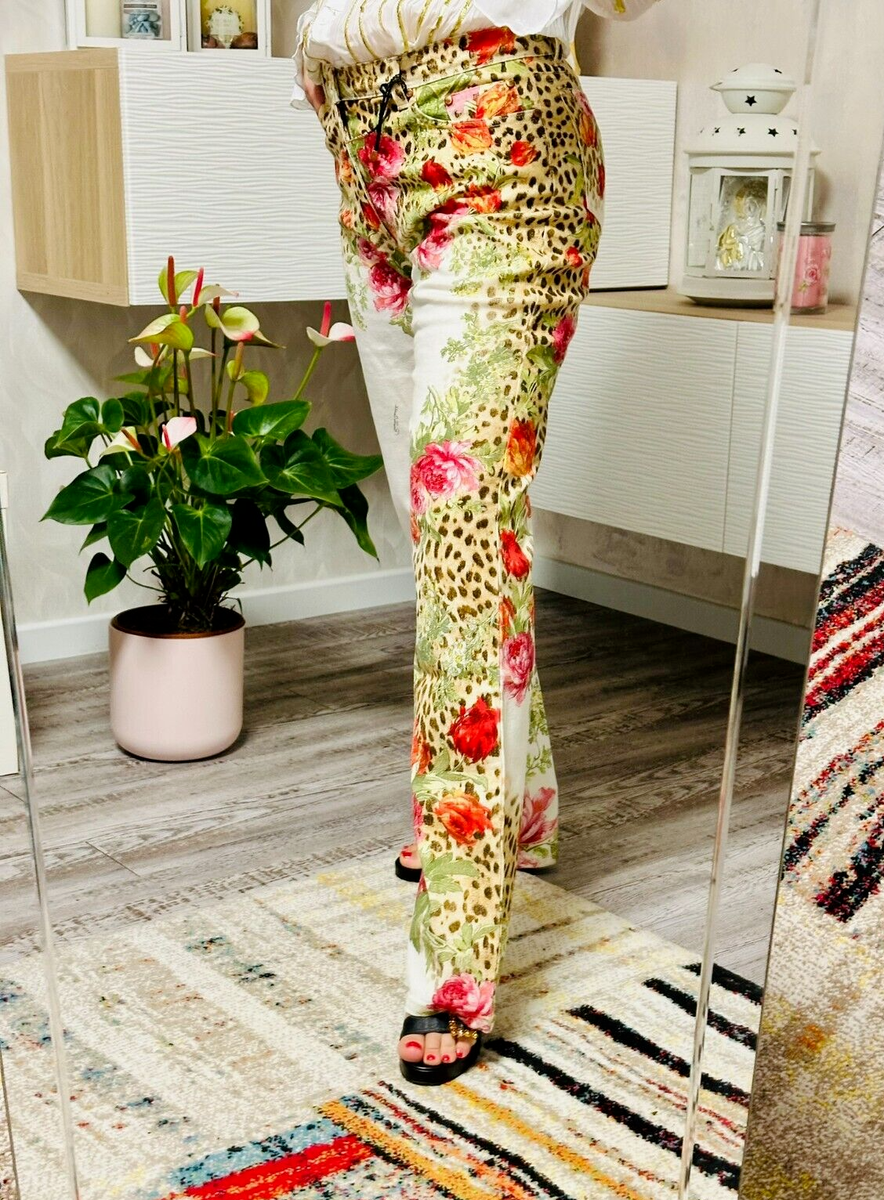 Roberto Cavalli Vintage Women's Trousers Size M Floral & Leopard