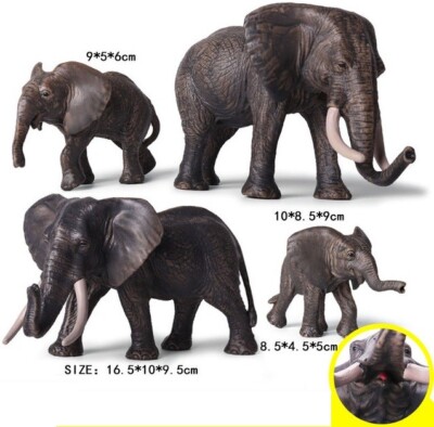 4pcs African Elephant Wild Farm Animal Toy PVC Action Figure Kid Toys Party Gift