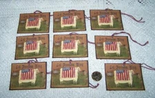9~Primitive~Americana~Patriotic~Fussy Cut~Sheep~Linen Cardstock~Gift~Hang~Tags