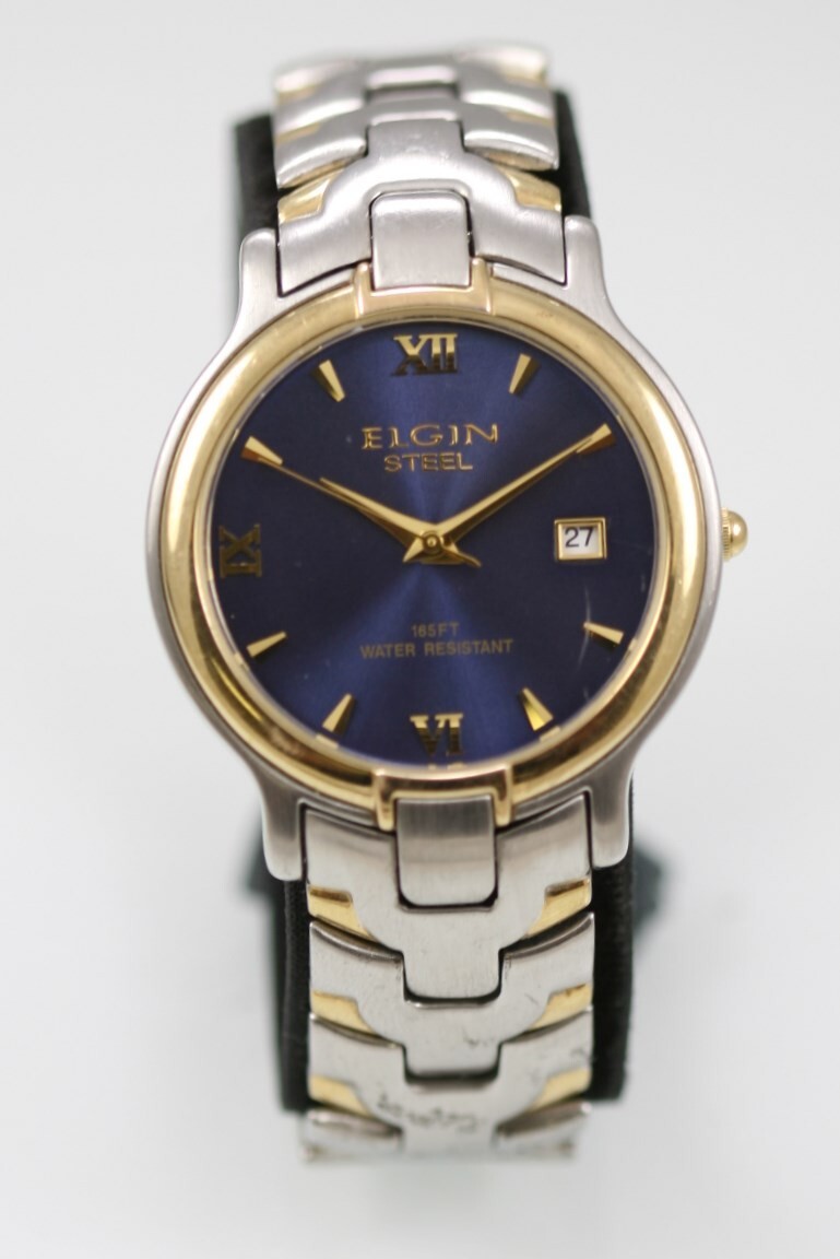 Water Resistant Elgin Steel Watch Elgin Men Watch Stainless Steel