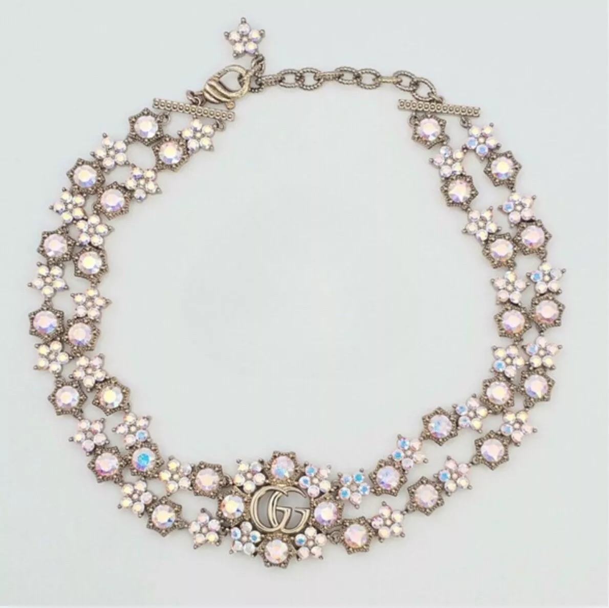 Collier en cristal G imbriqué GUCCI ton or—15,5” PDSF NEUF sans étiquette