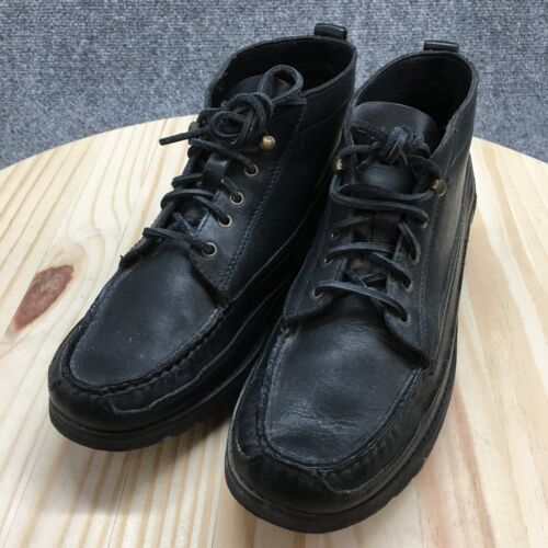 Rockport Boots Womens 9.5 W Casual Moc Toe Ankle Bootie Black Leather Lace Up - Picture 3 of 16