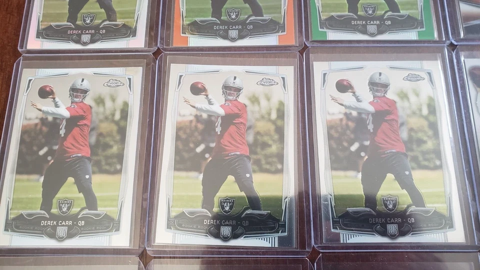 Lot (15) 2014 Topps Chrome Platinum DEREK CARR Rookice RC Silver Orange Green - Image 4 of 4