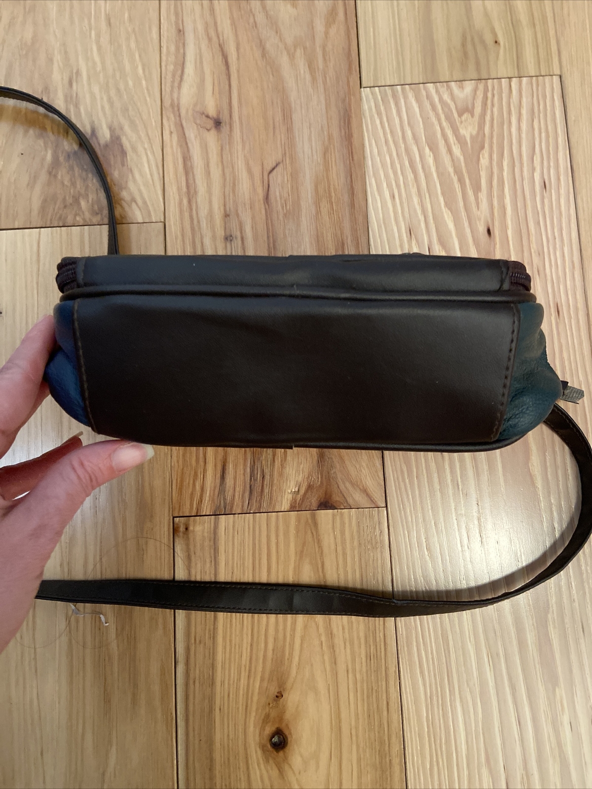 Retro Colorblock Leather patch work Crossbody pur… - image 8