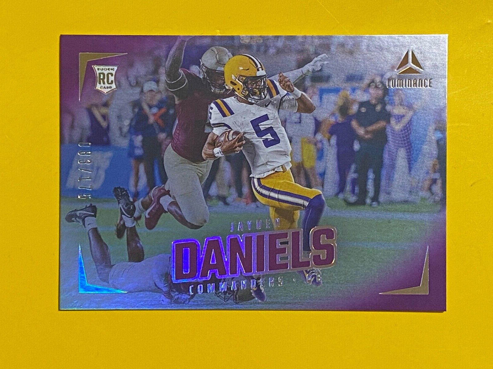 2024 Panini Luminance Purple #182 Jayden Daniels /175 RC Commanders LSU Heisman