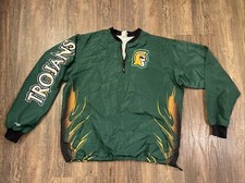 VTG Dyesport USA Made Trojans Pullover Windbreaker Jacket XL 1/4 Zip Green Lined