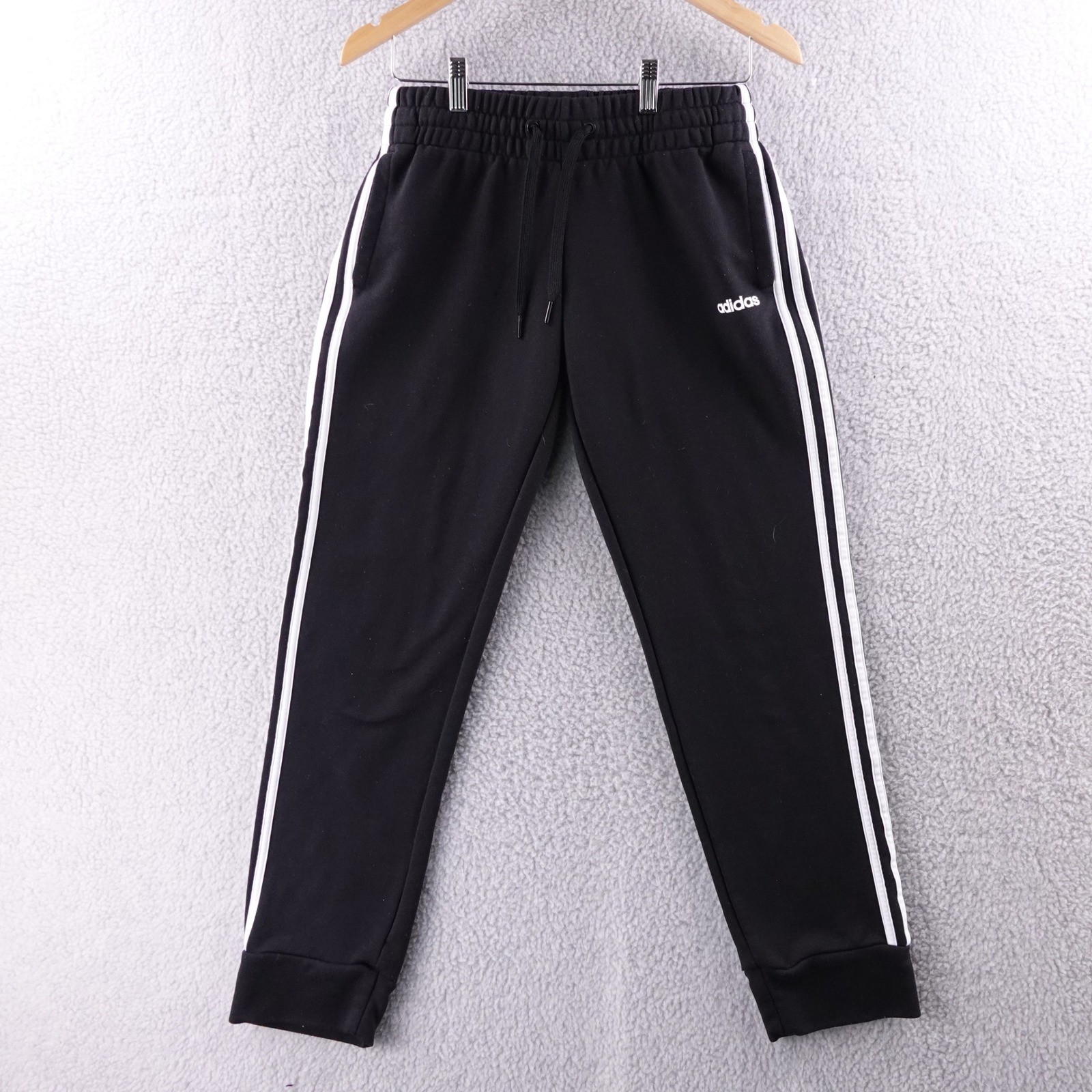 Adidas Kids Black White 3 Stripe Joggers Pants Athletic Track Size Boys M