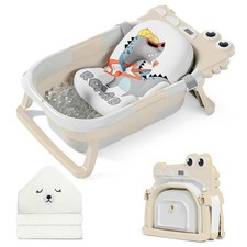 MoreFeel Collapsible Baby Bathtub for Newborn with Thermometer  1 Beige