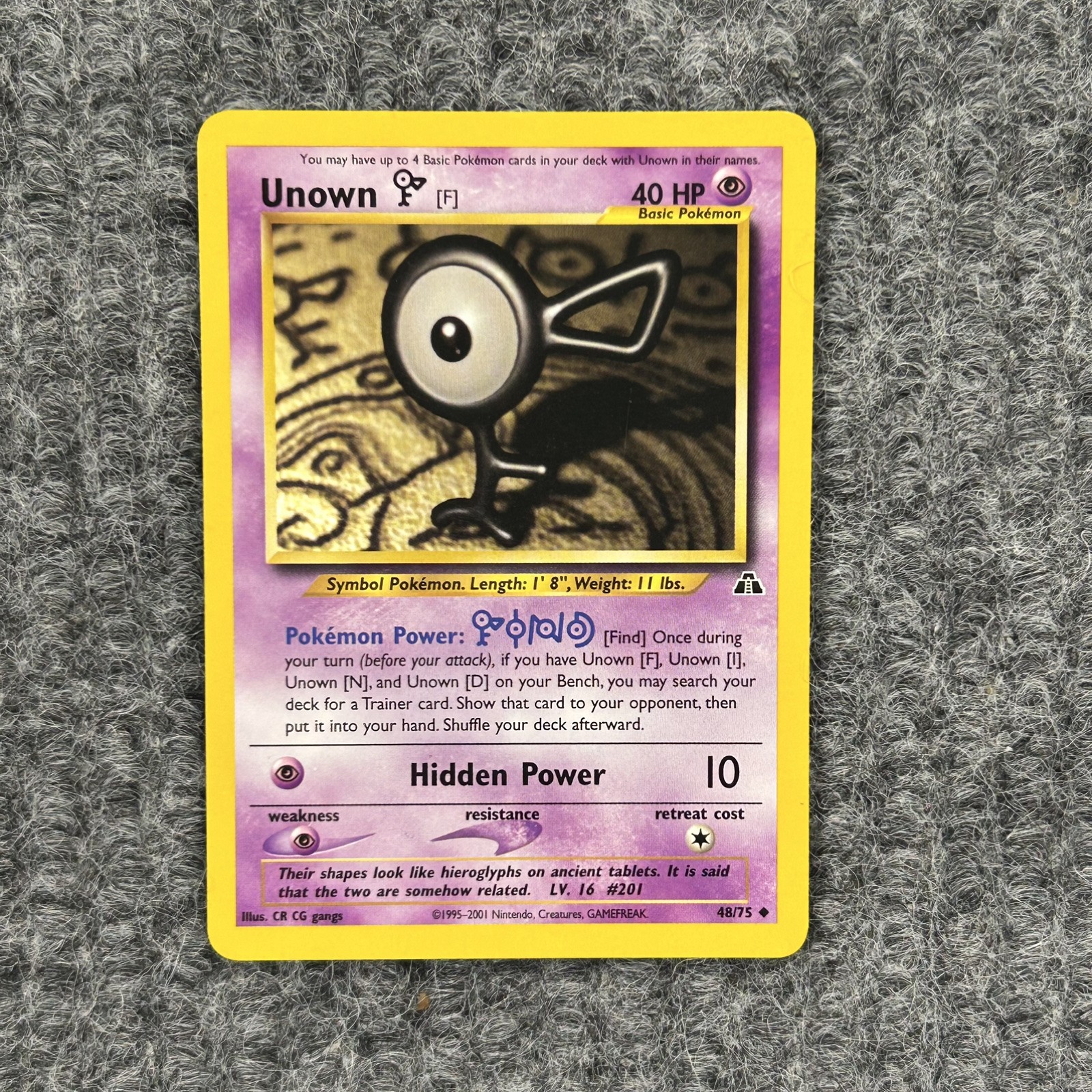 Vintage Pokemon Neo Discovery Unown F 48/75 Uncommon NM 