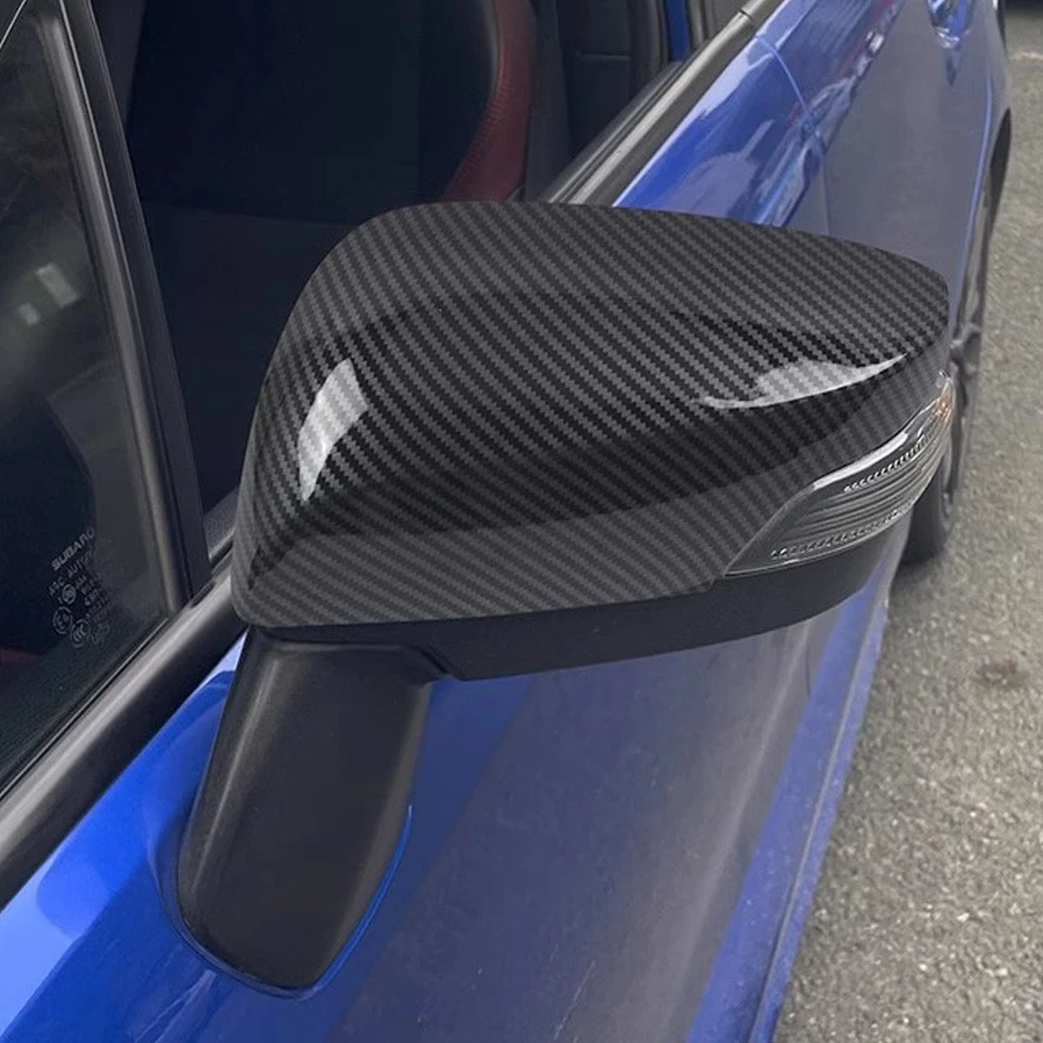 Cubierta de espejo retrovisor lateral negro de fibra de carbono ABS para Subaru WRX / WRX STI 2015-2021 Foto 3 de 4