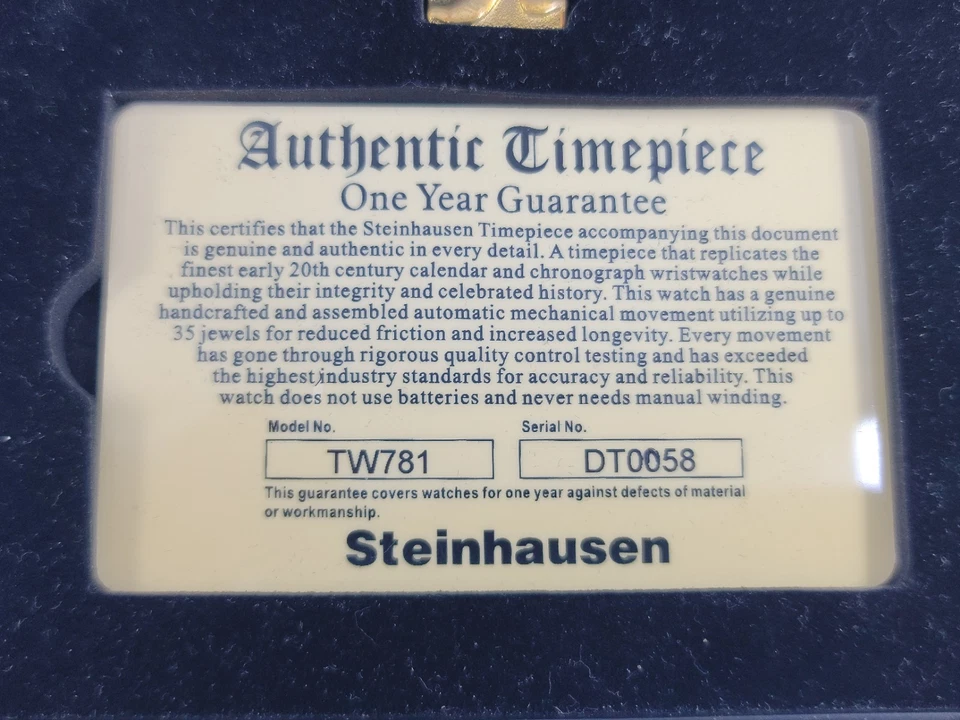 Reloj de pulsera Steinhausen mecánico automático para hombre con caja y tarjeta de autenticidad Foto 3 de 4