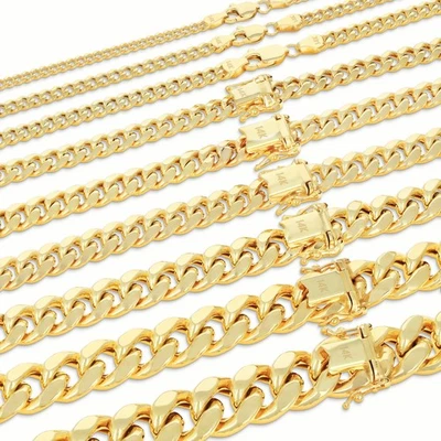 14K Yellow Gold 3mm-12.5mm Miami Cuban Link Chain Necklace or Bracelet, 7"- 30" - Image 1 of 4