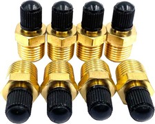8Pcs Brass 1/4" NPT Schrader Valve with Standard Core and Sealing Caps 