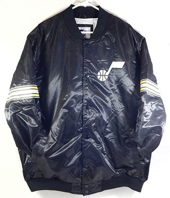 Utah Jazz Starter Team Issued Retro Throwback Warm Up Satin Jacket Black New 3XL