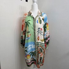 (MISSING BELT) Women's Tropical Tunic Shirt Dress Size Small Relax Fit