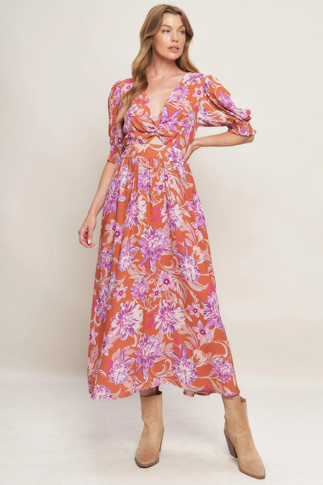 Meadow Serenade Woven Midi Dress