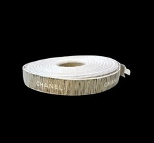 Entire Role of Chanel Tan Gray-Gold Holiday Gift Wrap Ribbon 100 Authentic
