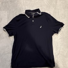 Nautica Men's Navy Blue Polo Shirt XL 100 Cotton Short Sleeve Collared