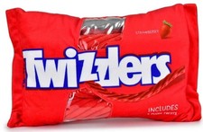 Twizzlers Strawberry Plush Pillow With 4 Plush Twists Toy Red White 14" x 9"