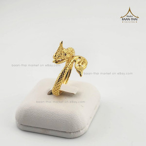 Authentic Thai Naga Ring Gold Plated Dragon Snake Serpent Lucky Wealth Amulet Adjust