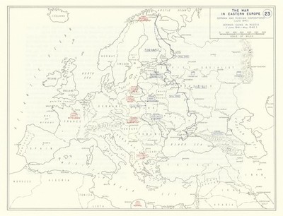 2. Weltkrieg. Ostfront. Juni 1941 - Mai 1942 Deutsche Gewinne in Russland 1959 Karte