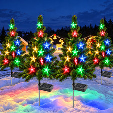 4 Pack Solar Christmas Tree Lights, IPX6 Waterproof Multicolor LED Outdoor