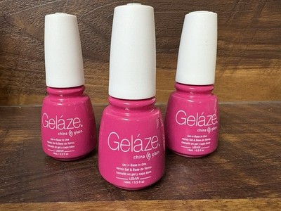(3)Brand New Gelaze by China Glaze Gel Nail Polish- KISS MY SERBET LIP .05oz. Ea