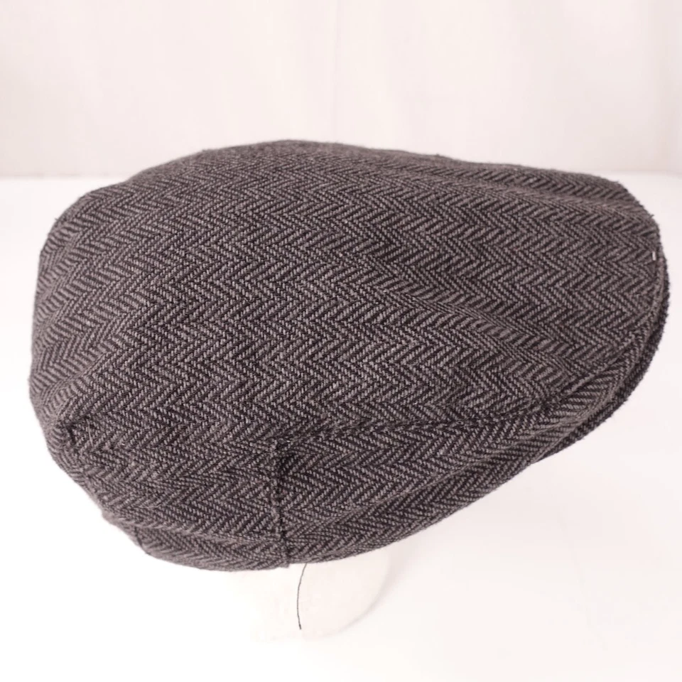 Gorra plana con patrón de espiga gris de mezcla de lana para niños Foto 4 de 4