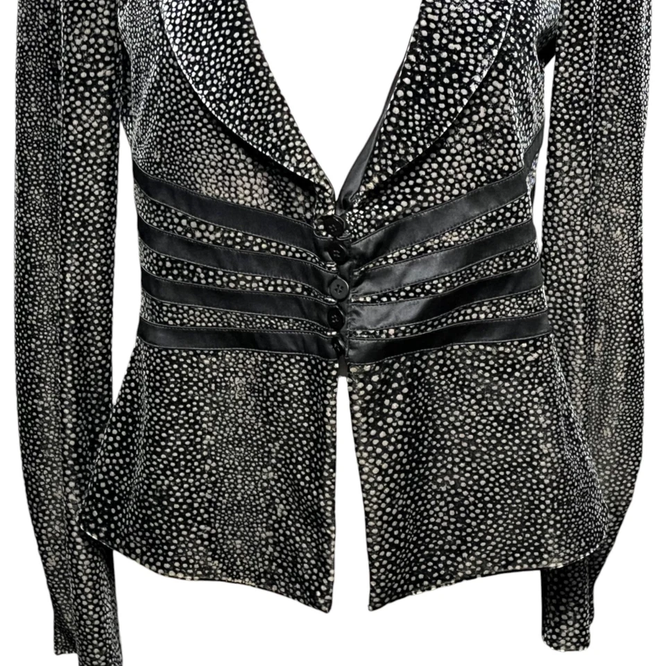 Armani Collezioni Jacket Women's 6 Black Silver Micro Dot Velvet Velour Blazer - Image 3 of 4
