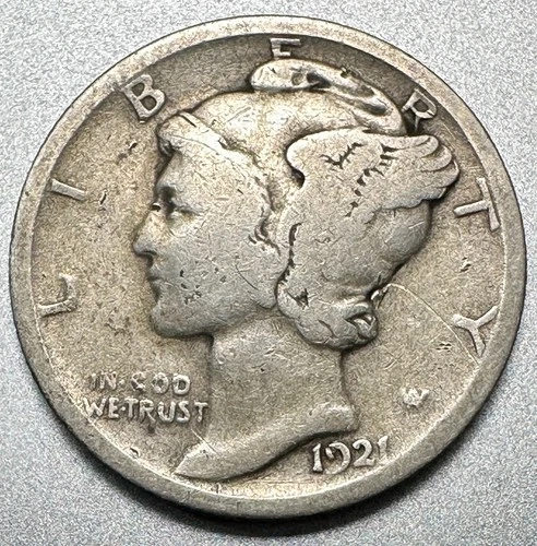 1921  MERCURY DIME   GOOD DETAILS  KEY DATE #1399
