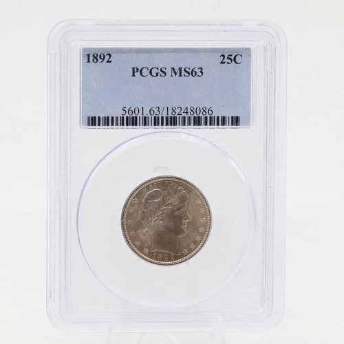 1892 Barber Quarter MS63 PCGS 90% Silver Philadelphia
