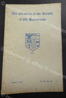 WW2 Brentwood School Essex Old Boys Magazine with Sept 1944 Roll of Honour