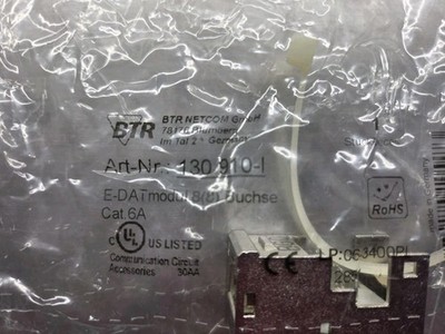 4 - Metz CONNECT 130910-I Recessed RJ45 E-DAT Module Cat.6A 8(8) Jack T568A NEW