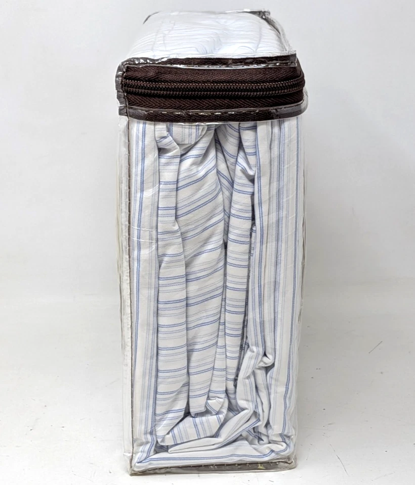 Nuevo Juego Completo de Sábanas Kohl's Sonoma Life + Estilo Azul Rayas 100% Algodón Percal Foto 2 de 4