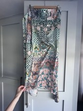 Never Fully Dressed Patchwork Midi Skirt - Metallic Silver Detail