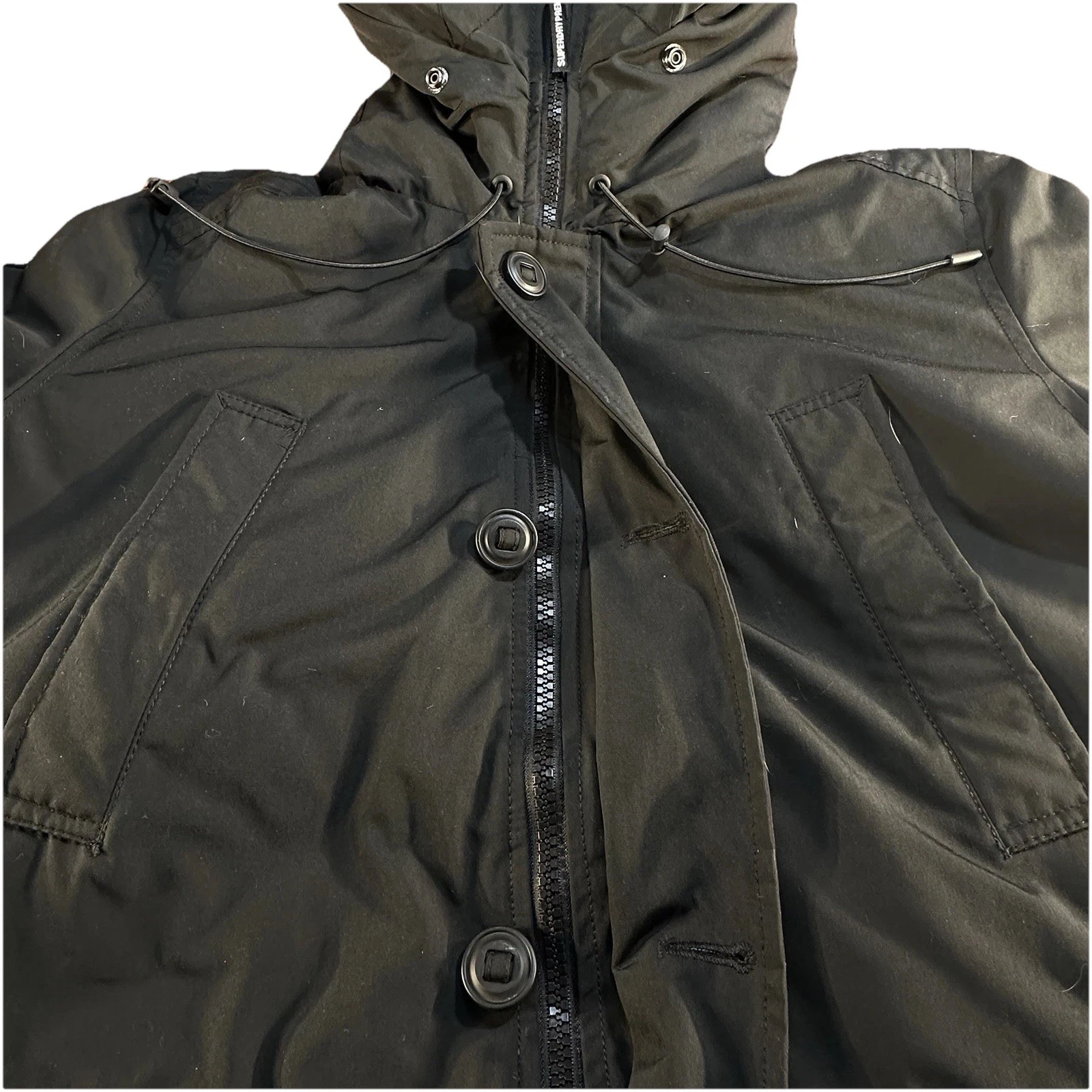 Superdry Mens Hooded Down Ski/Snow Jacket Parka Sz XXL Black Outdoors Canadian