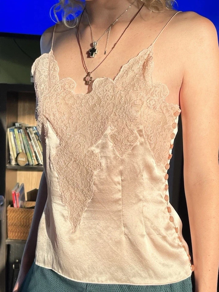 Chloé 1998 Stella McCartney encaje de seda vintage cami abotonada lateral Foto 2 de 4