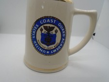 Vintage US Coast Guard Ceramic Mug/Beer Stein w/Gold Trim Military Collectible