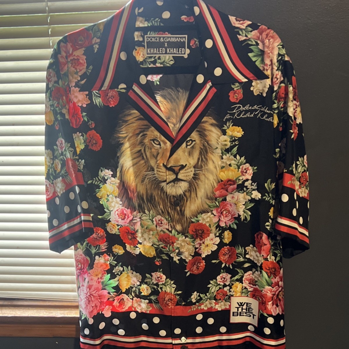 Dolce & Gabbana x Khaled Khaled Lion Floral Silk Button-Up Shirt
