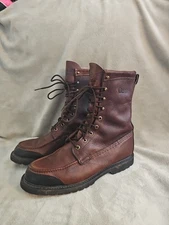 Orvis Matterhorn 9" Moc Toe Boots Brown Leather Vibram Gumlite Size 9 D USA