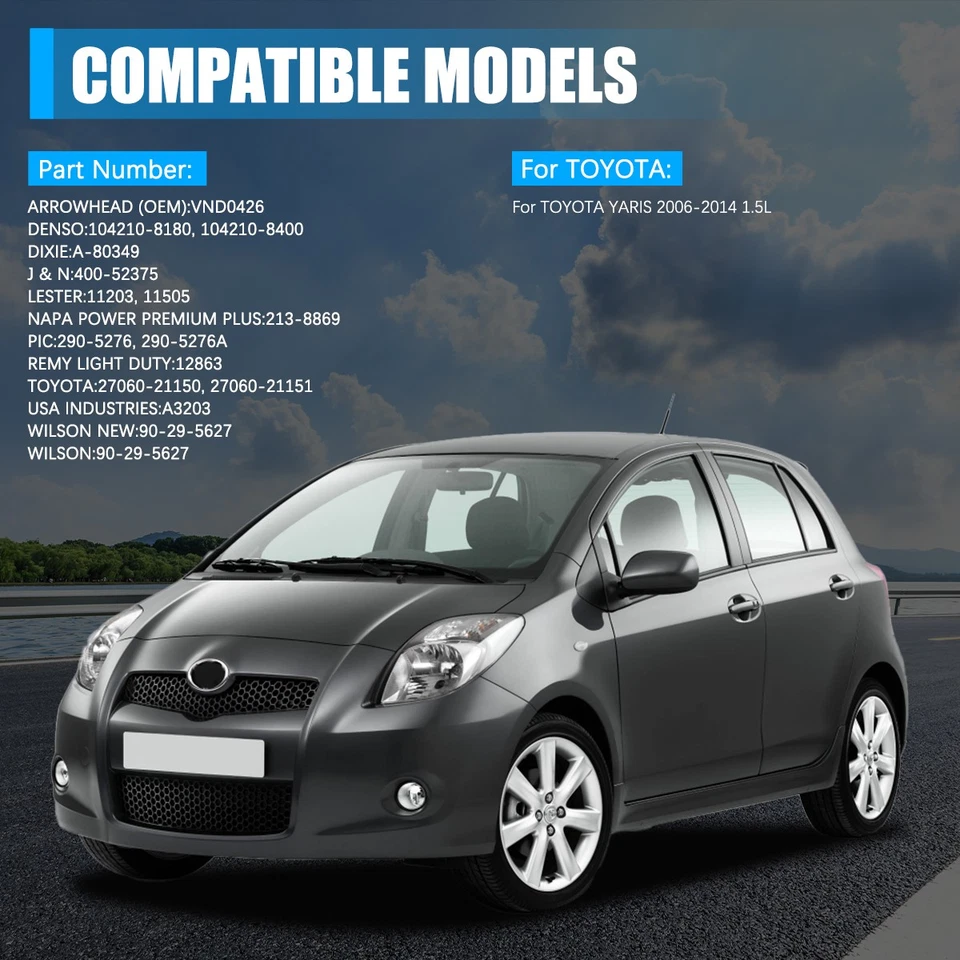 Alternator For 2006-2014 Toyota Yaris 1.5L 80Amp 11203 11505 27060-21150/21151 Foto 2 de 4