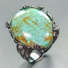 Handmade 23 ct+ Natural Turquoise Ring 925 Sterling Silver Size 8 /R446924