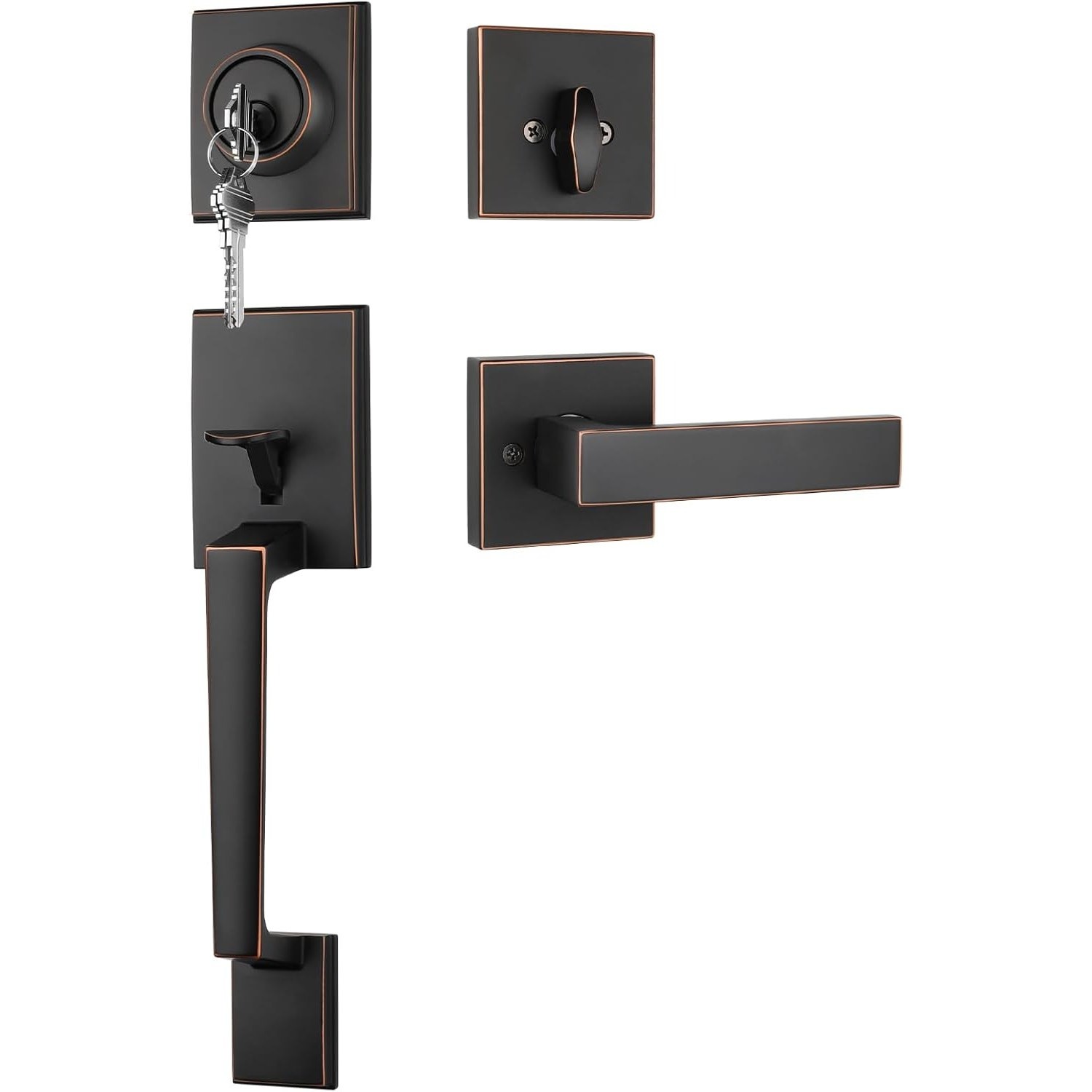 Rubbed Bronze Front Door Handle And Deadbolt Set, Entry Door
