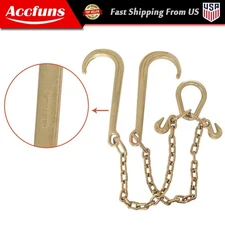 G70 V-Chain Large J-Hooks Flatbed Tow 5/16" X 2' Truck Rollback Wrecker Carrier