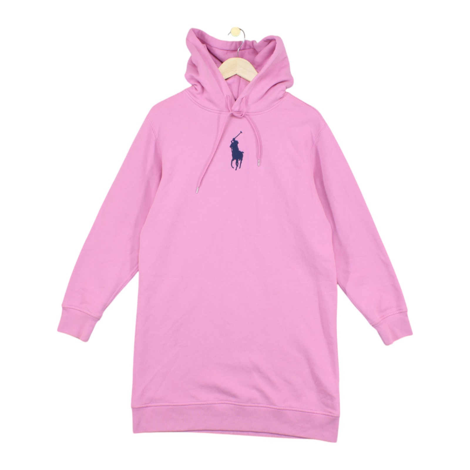 Ralph Lauren felpa con cappuccio donna taglia L rosa lunga ricamata grande pony