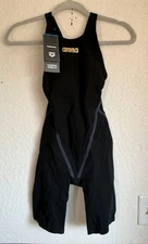 Arena Powerskin Carbon Core FX Swimsuit Women's 24 Open Back Black Gold FINA NEW